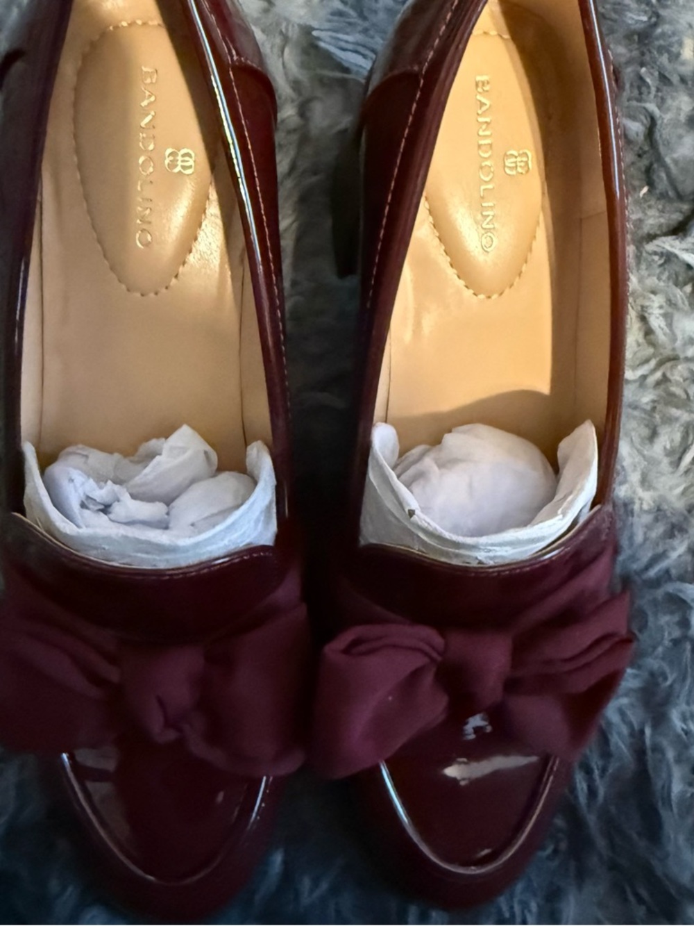 Bandolino Women's Burgundy Bow Patent Loafers